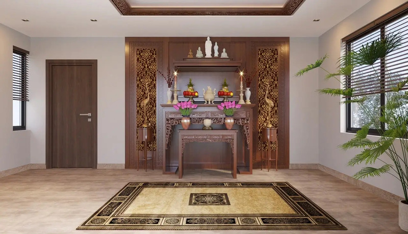 Mẫu trần thạch cao phòng thờ