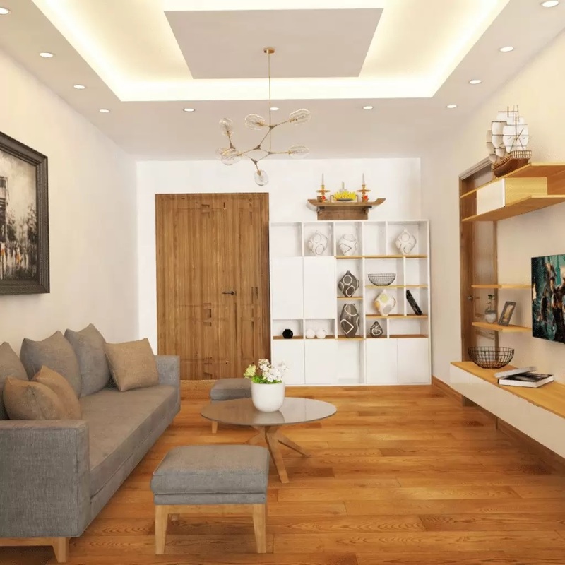 Mẫu trần thạch cao phòng khách nhà cấp 4