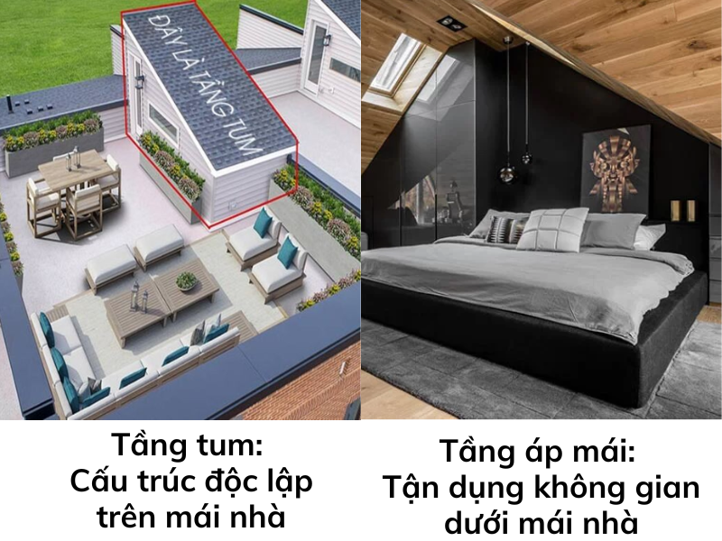 Tầng tum khác gì tầng áp mái, sân thượng