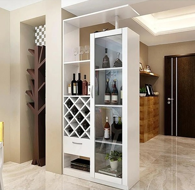 Mẫu vách ngăn kết hợp bàn thờ, tủ rượu